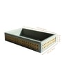 Stone Gray Small PU Leather and Natural Rattan Multipurpose Tray