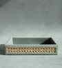 Stone Gray Small PU Leather and Natural Rattan Multipurpose Tray