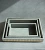 Stone Gray Small PU Leather and Natural Rattan Multipurpose Tray