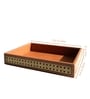 Tan Brown Medium PU Leather and Natural Rattan Multipurpose Tray