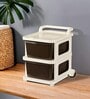 Cream Storage Rolling Cart With Wheels 2 Layer