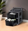 Grey Storage Rolling Cart With Wheels 2 Layer
