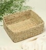 (1Pc) Beige Straw Rectangular Storage Basket & Wardrobe Organiser