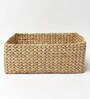 (1Pc) Beige Straw Rectangular Storage Basket & Wardrobe Organiser