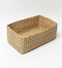 (1Pc) Beige Straw Rectangular Storage Basket & Wardrobe Organiser