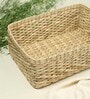 (1Pc) Beige Straw Rectangular Storage Basket & Wardrobe Organiser