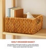 (1Pc) Beige Water Hyacinth Handmade Storage Basket & Wardrobe Organiser