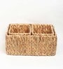 (1Pc) Beige Water Hyacinth Handmade Storage Basket & Wardrobe Organiser