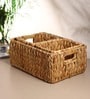 (1Pc) Beige Water Hyacinth Handmade Storage Basket & Wardrobe Organiser