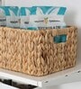 (1Pc) Beige Water Hyacinth Handmade Storage Basket & Wardrobe Organiser