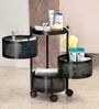 Storage Rack | 3-Layer Round Multipurpose Storage Trolley with Wheels | Rotating Vegetable Kitchen Rack | Kitchen Cabinet Spice Rack | Metal Fruit Storage Rack | Black
