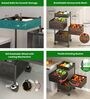 Storage Rack | 3-Layer Square Multipurpose Storage Trolley with Wheels | Rotating Vegetable Kitchen Rack | Kitchen Cabinet Spice Rack | Metal Fruit Storage Rack | Black
