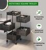 Storage Rack | 4-Layer Square Multipurpose Storage Trolley with Wheels | Rotating Vegetable Kitchen Rack | Kitchen Cabinet Spice Rack | Metal Fruit Storage Rack | Black