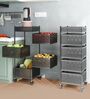 Storage Rack | 4-Layer Square Multipurpose Storage Trolley with Wheels | Rotating Vegetable Kitchen Rack | Kitchen Cabinet Spice Rack | Metal Fruit Storage Rack | Black