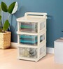 Cream Storage Rolling Cart With Wheels 3 Layer