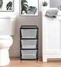 Black Storage Rolling Cart With Wheels 3 Layer