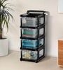 Black Storage Rolling Cart With Wheels 4 Layer