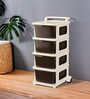 Cream Storage Rolling Cart With Wheels 4 Layer