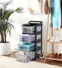 Black Storage Rolling Cart With Wheels 4 Layer
