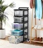 Black Storage Rolling Cart With Wheels 5 Layer