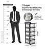Black Storage Rolling Cart With Wheels 5 Layer