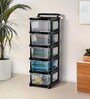 Black Storage Rolling Cart With Wheels 5 Layer