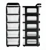 Black Storage Rolling Cart With Wheels 5 Layer
