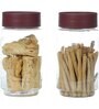 Varmora Store N Stack | Dry Storage Plastic Containers | Easy-Open Airtight Lid | Transparent Plastic Canisters | Set of 2- 1000 ml each- Brown