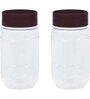 Varmora Store N Stack | Dry Storage Plastic Containers | Easy-Open Airtight Lid | Transparent Plastic Canisters | Set of 2- 1000 ml each- Brown
