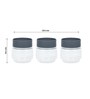 Varmora Store N Stack | Dry Storage Plastic Containers | Easy-Open Airtight Lid | Transparent Plastic Canisters | Set of 3- 500 ml each- Grey