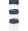Varmora Store N Stack | Dry Storage Plastic Containers | Easy-Open Airtight Lid | Transparent Plastic Canisters | Set of 3- 500 ml each- Grey