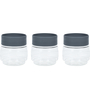 Varmora Store N Stack | Dry Storage Plastic Containers | Easy-Open Airtight Lid | Transparent Plastic Canisters | Set of 3- 500 ml each- Grey