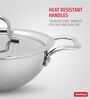 Storehaus Triply Stainless Steel 24 cm Deep Kadai with Lid, 3 L, Broad Handles, Induction & Gas Safe