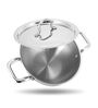 Storehaus Triply Stainless Steel 28 cm Deep Kadai with Lid, 4.2 L, Broad Handles, Induction & Gas Safe