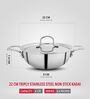 Storehaus Triply Stainless Steel Non-Stick Honeycomb Kadai with Lid, 22 cm, 2 L, Spatula Friendly, Induction & Gas Safe