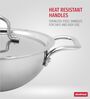 Storehaus Triply Stainless Steel Non-Stick Honeycomb Kadai with Lid, 24 cm, 2.5 L, Spatula Friendly, Induction & Gas Safe