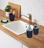 Dark Blue Plastic Counter Top Bathroom Accessories, Set of 4