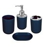 Dark Blue Plastic Counter Top Bathroom Accessories, Set of 4