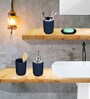 Dark Blue Plastic Counter Top Bathroom Accessories, Set of 4
