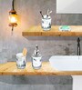 White & Grey Plastic Counter Top Bathroom Accessories, Set of 4