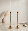 Gold Strate Candle Stand Set Of 2