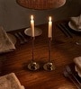 Gold Strate Candle Stand Set Of 2