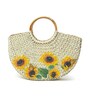 Straw Bag | Small Tote | Basket Bags | Bamboo Tote | Beach Bags for Women | Half Moon Bag | White Handbag (Design 01)