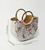 Straw Bags | Small Tote Bag | Bamboo Tote | Beach Bags for Women | White Handbag | Half Moon Bag (Tulips)