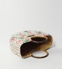 Straw Bags | Small Tote Bag | Bamboo Tote | Beach Bags for Women | White Handbag | Half Moon Bag (Tulips)