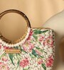 Straw Bags | Small Tote Bag | Bamboo Tote | Beach Bags for Women | White Handbag | Half Moon Bag (Tulips)