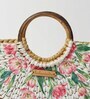 Straw Bags | Small Tote Bag | Bamboo Tote | Beach Bags for Women | White Handbag | Half Moon Bag (Tulips)