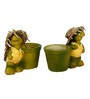 Straw Hat Turtle Flower Pot (Set of 2) Polyresin Figurine