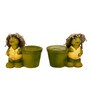 Straw Hat Turtle Flower Pot (Set of 2) Polyresin Figurine