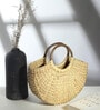Straw Tote, Small Basket, Bamboo Beach Bag for Women, Boho Kauna Handbag, Half Moon
